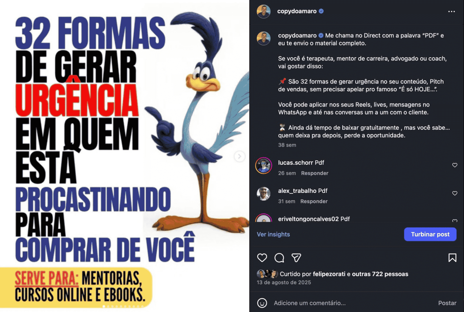 Ebook 32 Formas de Gerar Urgência - 722 curtidas